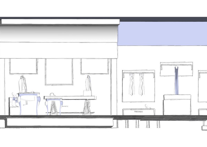 sketch progetto interior design negozio
