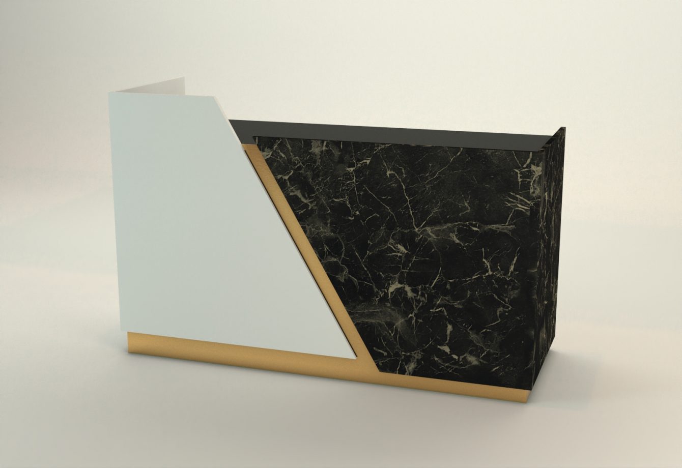 banco cassa design bianco marmo nero oro 1