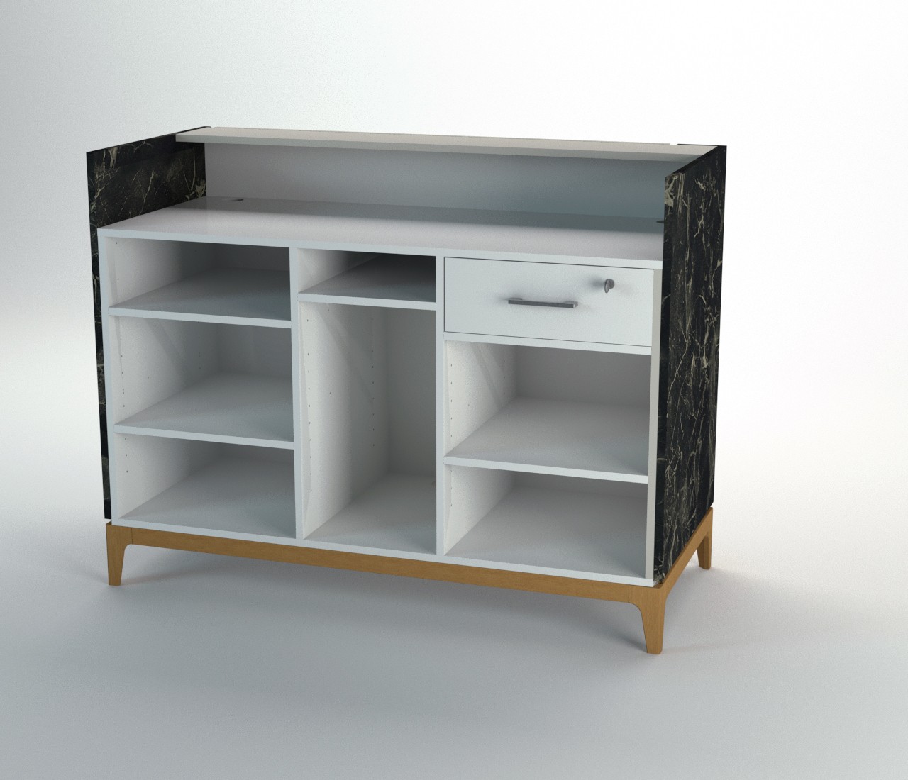 banco cassa trick marmo nero grigio chiaro retro