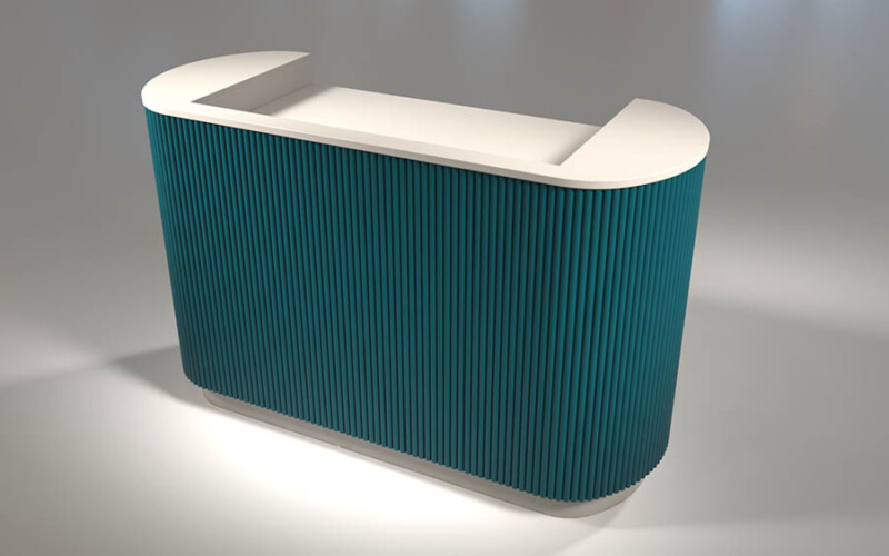 banco cassa con dogato verticale cannettato laccato dimensioni varie finiture legni laccati e marmi