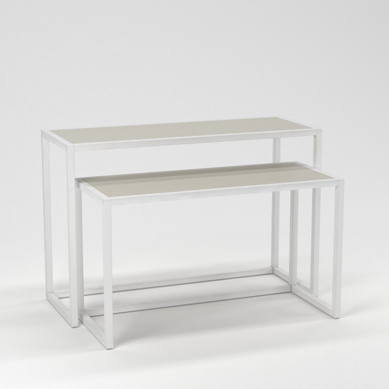 espositori tavolo espositore per negozi abbigliamento serie rainbow bianco castoro lato