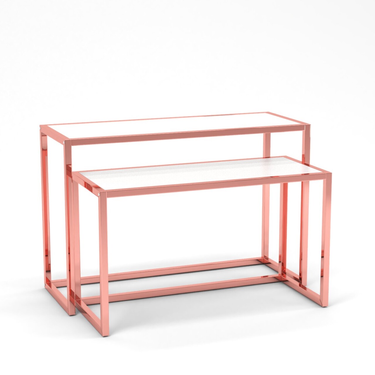 espositori tavolo espositore per negozi abbigliamento serie rainbow oro rosa bianco lato