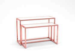 espositori tavolo espositore per negozi abbigliamento serie rainbow oro rosa bianco lato