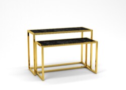 espositori tavolo espositore per negozi abbigliamento serie rainbow ottone marmo lato