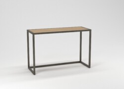 tavolo espositore per negozi abbigliamento serie rainbow grezzo legno lato