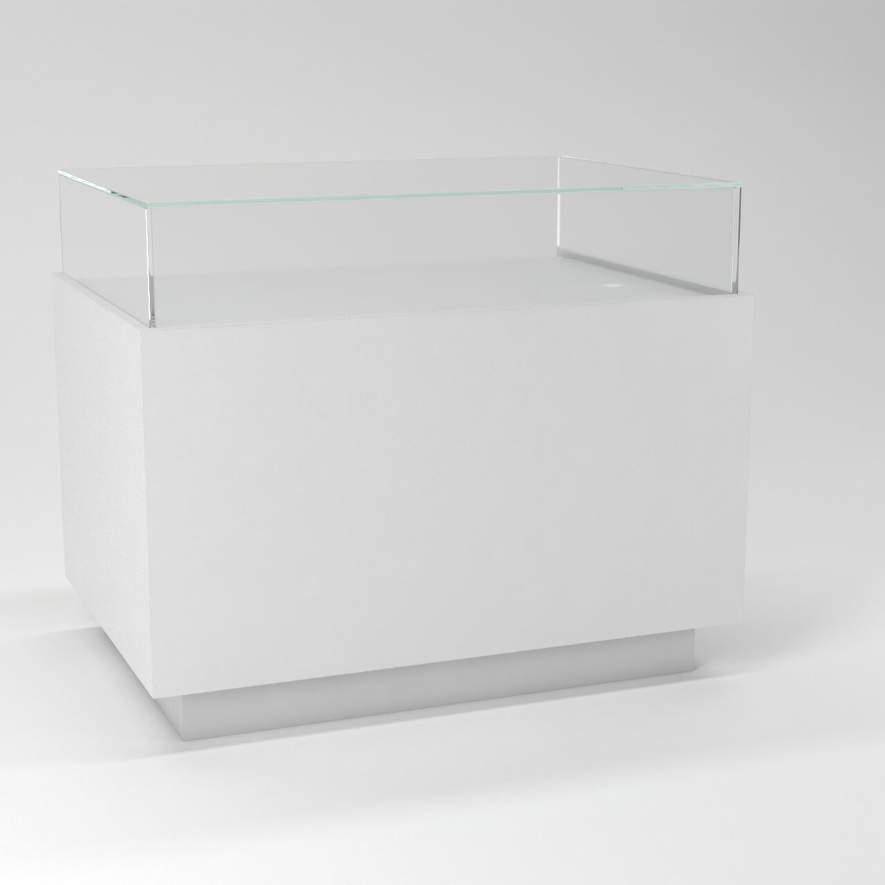 tavolo per negozi teca in vetro espositiva bianco fronte 01