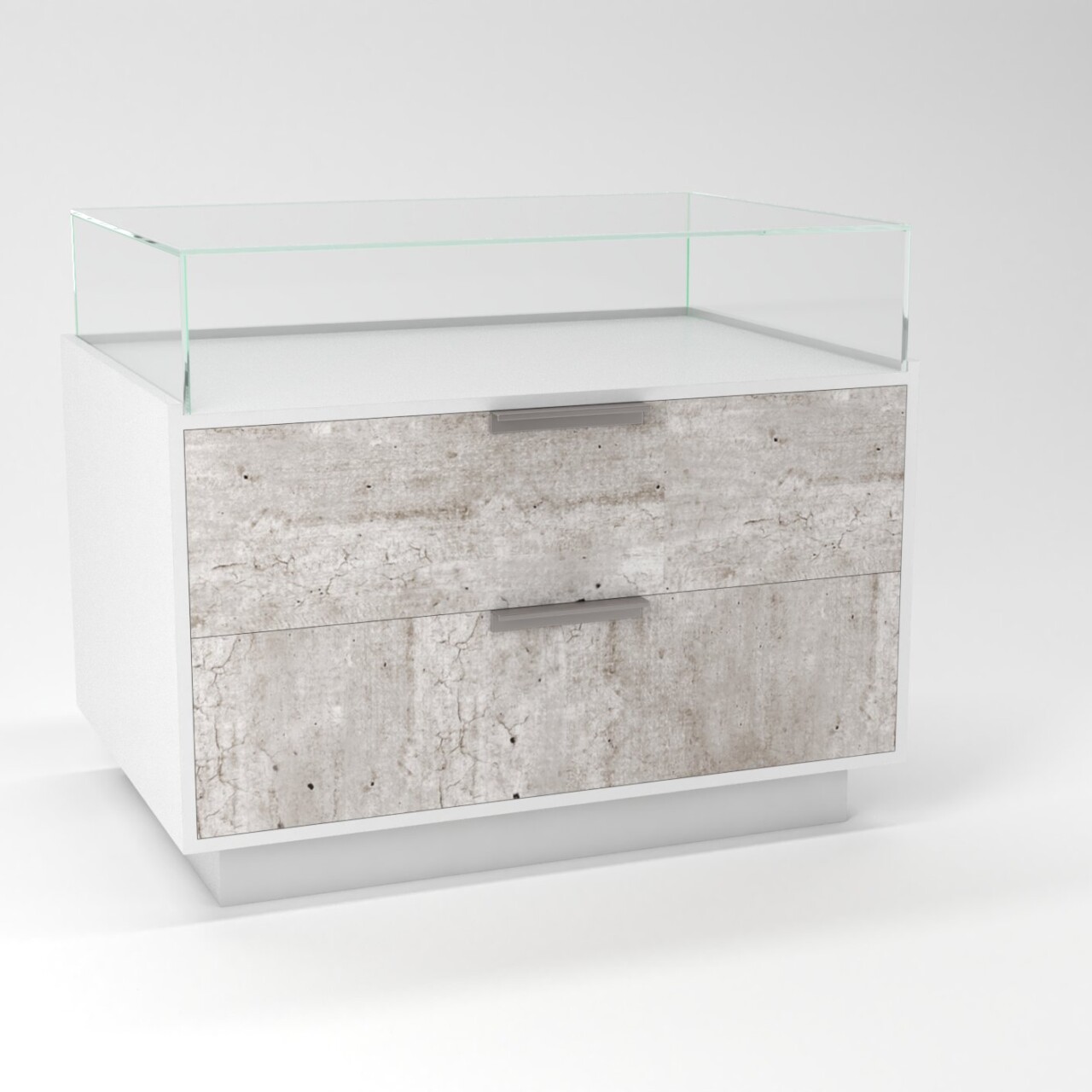 tavolo per negozi teca in vetro espositiva bianco retro 01