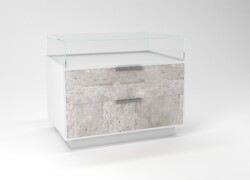 tavolo per negozi teca in vetro espositiva bianco retro 01