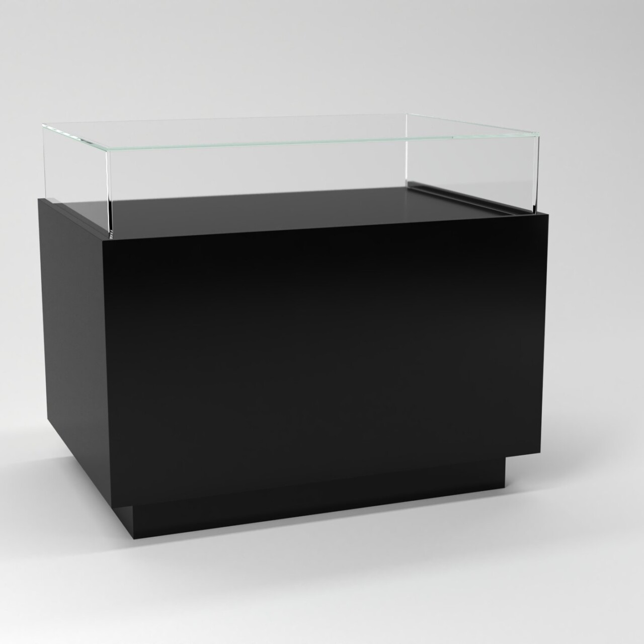 tavolo per negozi teca in vetro espositiva nero fronte 01