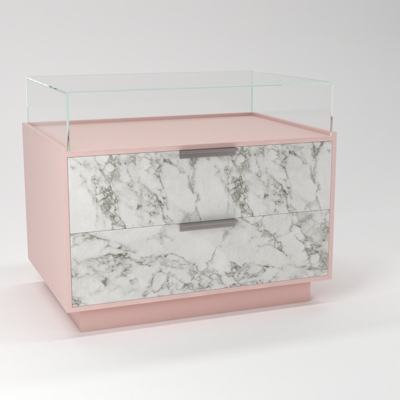 tavolo per negozi teca in vetro espositiva rosa retro 01