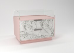 tavolo per negozi teca in vetro espositiva rosa retro 01