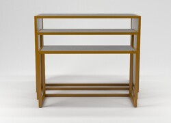 tris tavolo espositore per negozi abbigliamento serie rainbow bronzo calce fronte