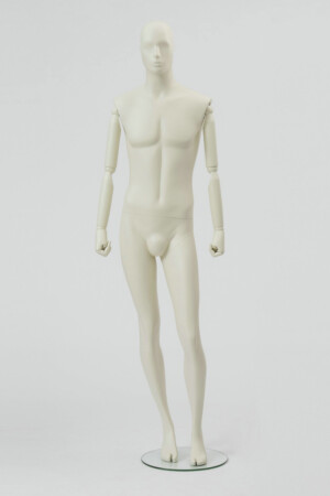 manichino uomo Essence semistilizzato braccia legno verniciate panna opaco 02