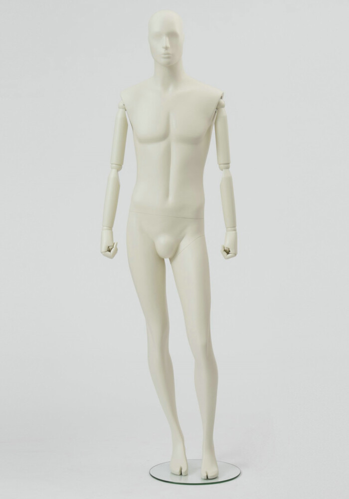 manichino uomo Essence semistilizzato braccia legno verniciate panna opaco 02