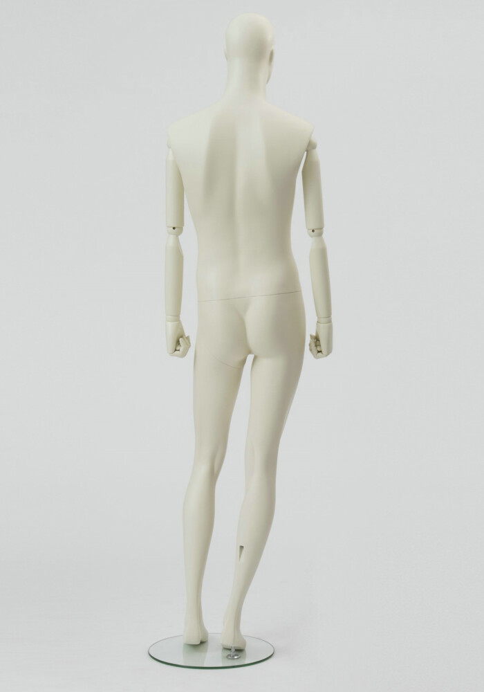 manichino uomo Essence semistilizzato braccia legno verniciate panna opaco 02 retro