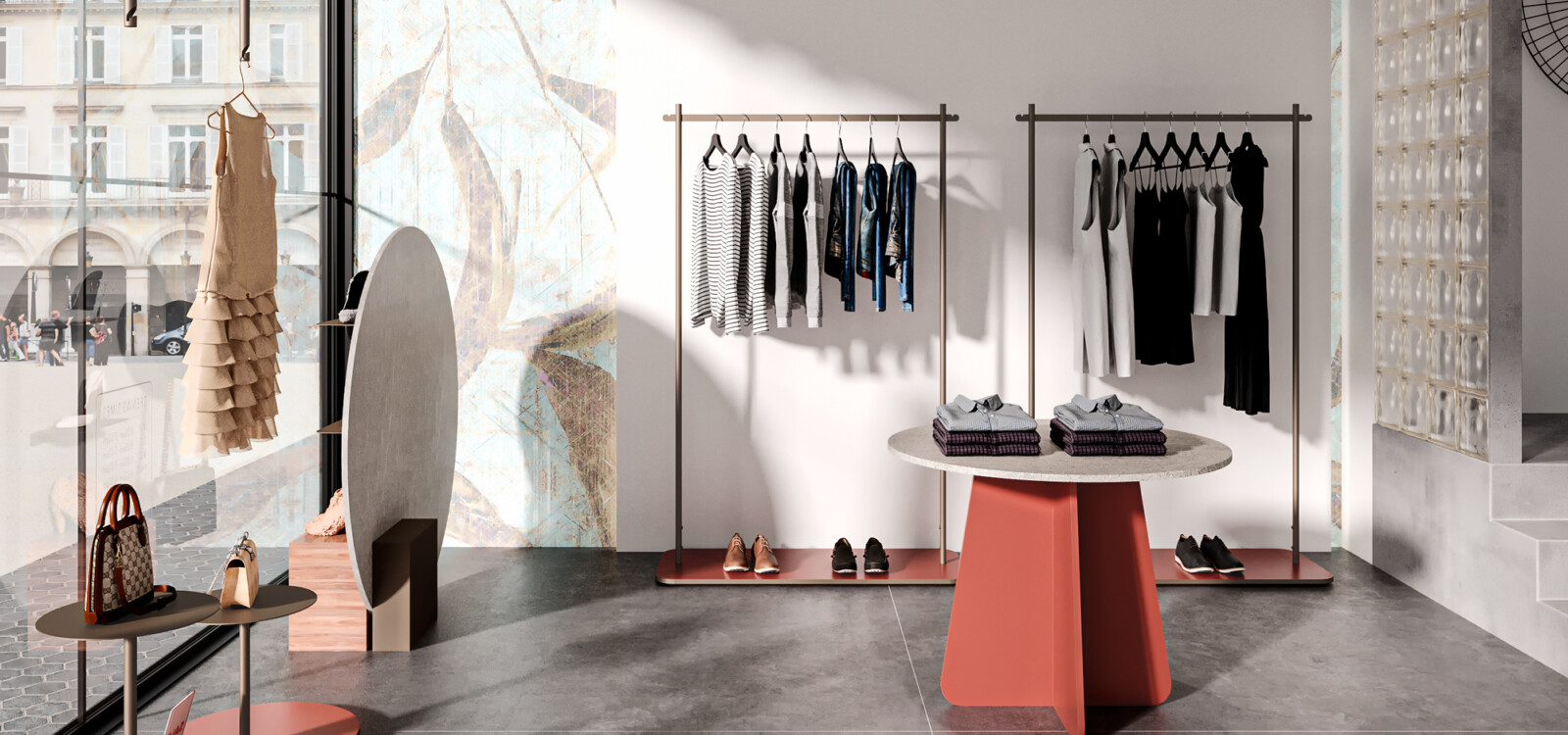 arredo retail shop negozio abbigliamento rotondo design alta gamma lusso 04