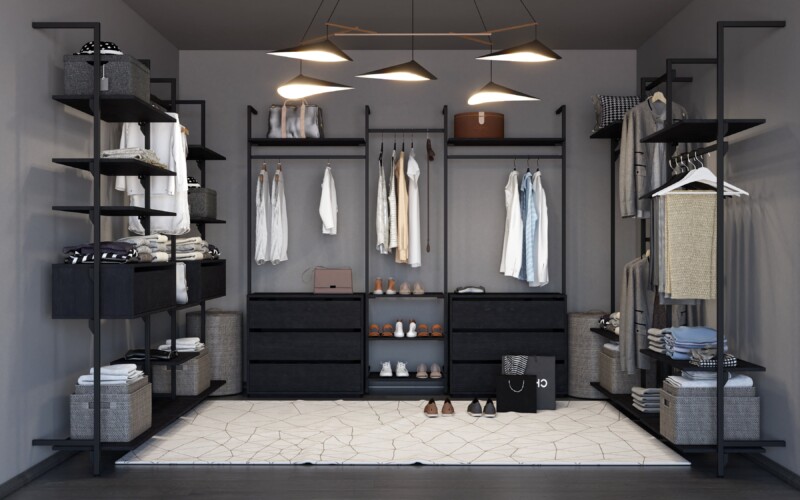 cabina armadio nero e grigio
