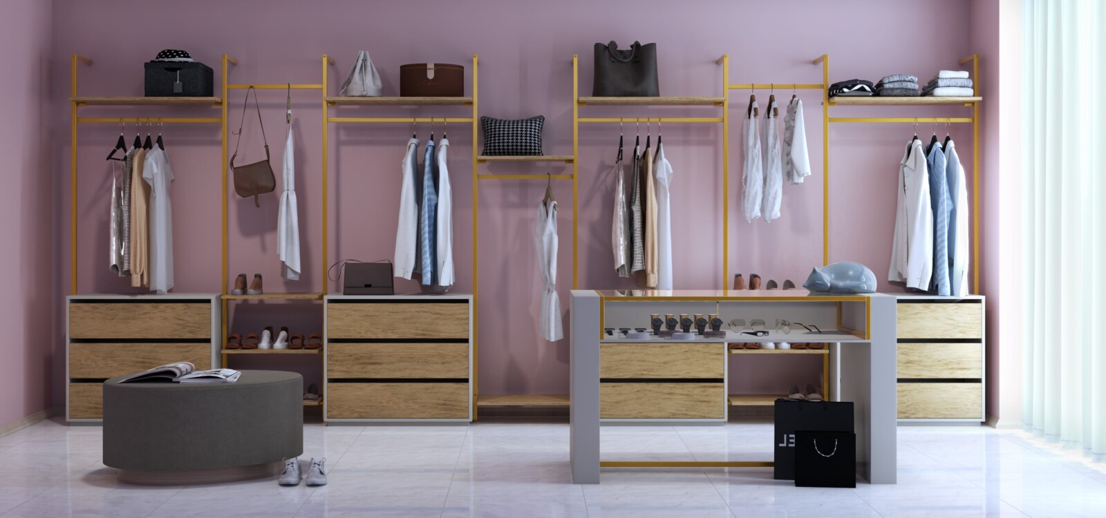 cabina armadio oro e rosa