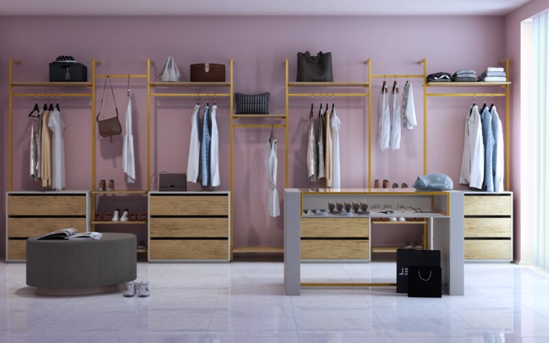 cabina armadio oro e rosa