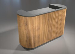 banco cassa con doghe verticali e cannettato massello