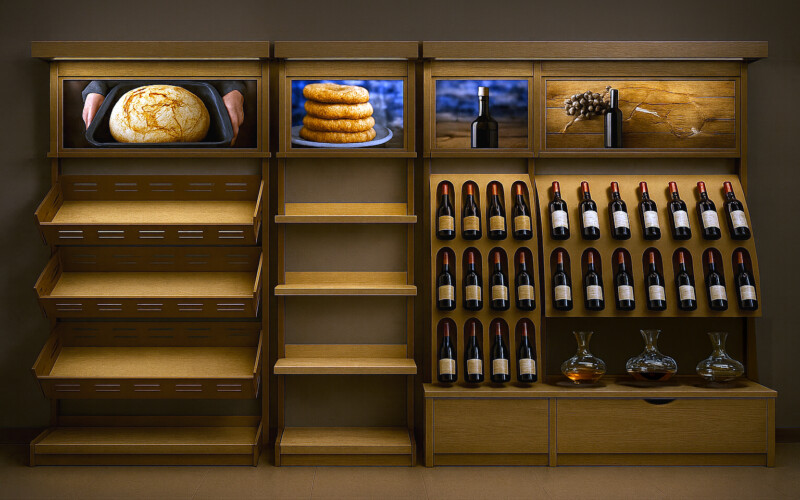 arredo per vineria e panetteria di alto pregio con led integrati