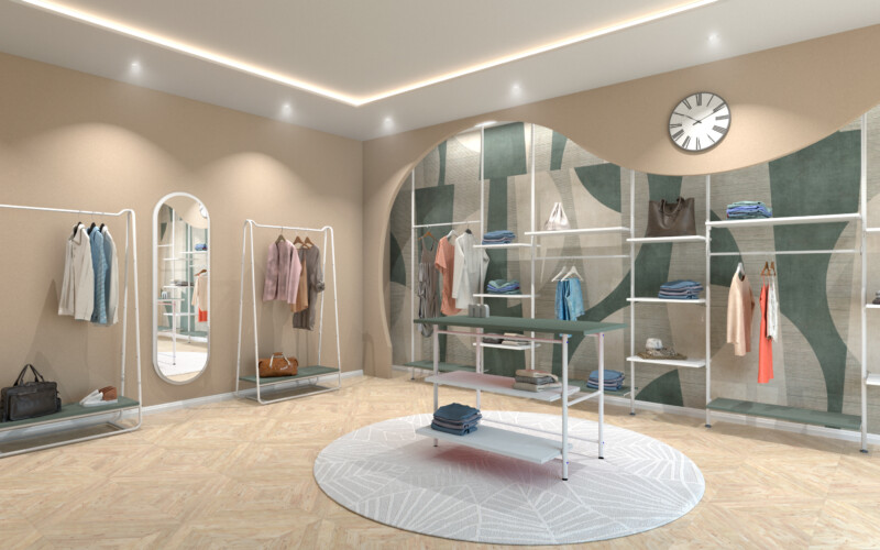 arredo tondo bianco alto pregio design boutique classe pavimento soffitto regolabile