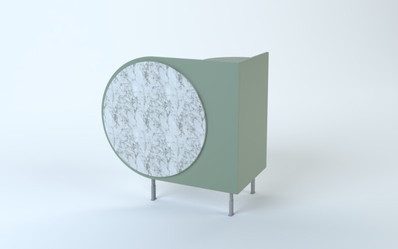 banco cassa pronta consegna arrotondato piccolo small economico verde marmo bianco per negozi fronte 01