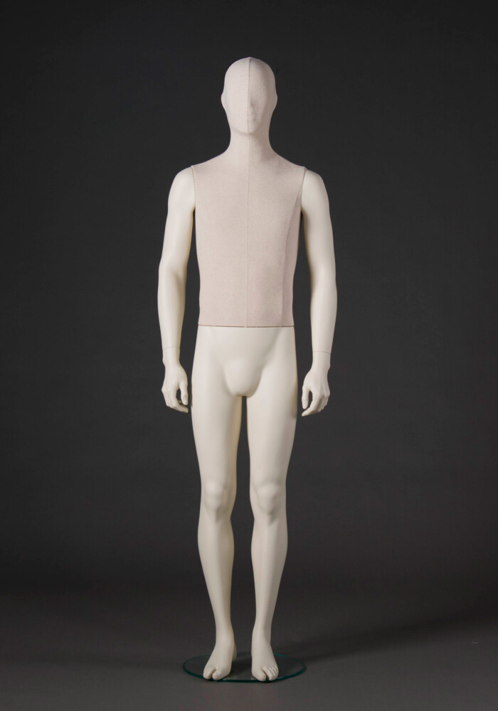 manichino uomo stilizzato Circle plastica busto rivestito ecru MF01