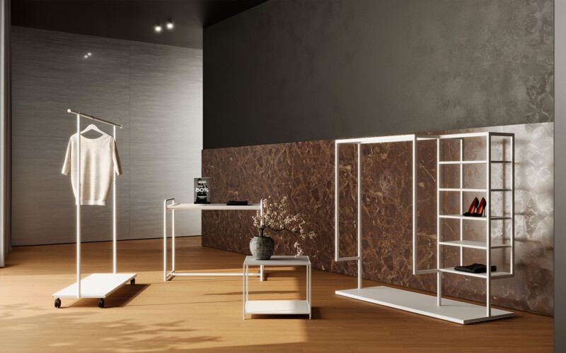 arredo espositori bianchi modulari