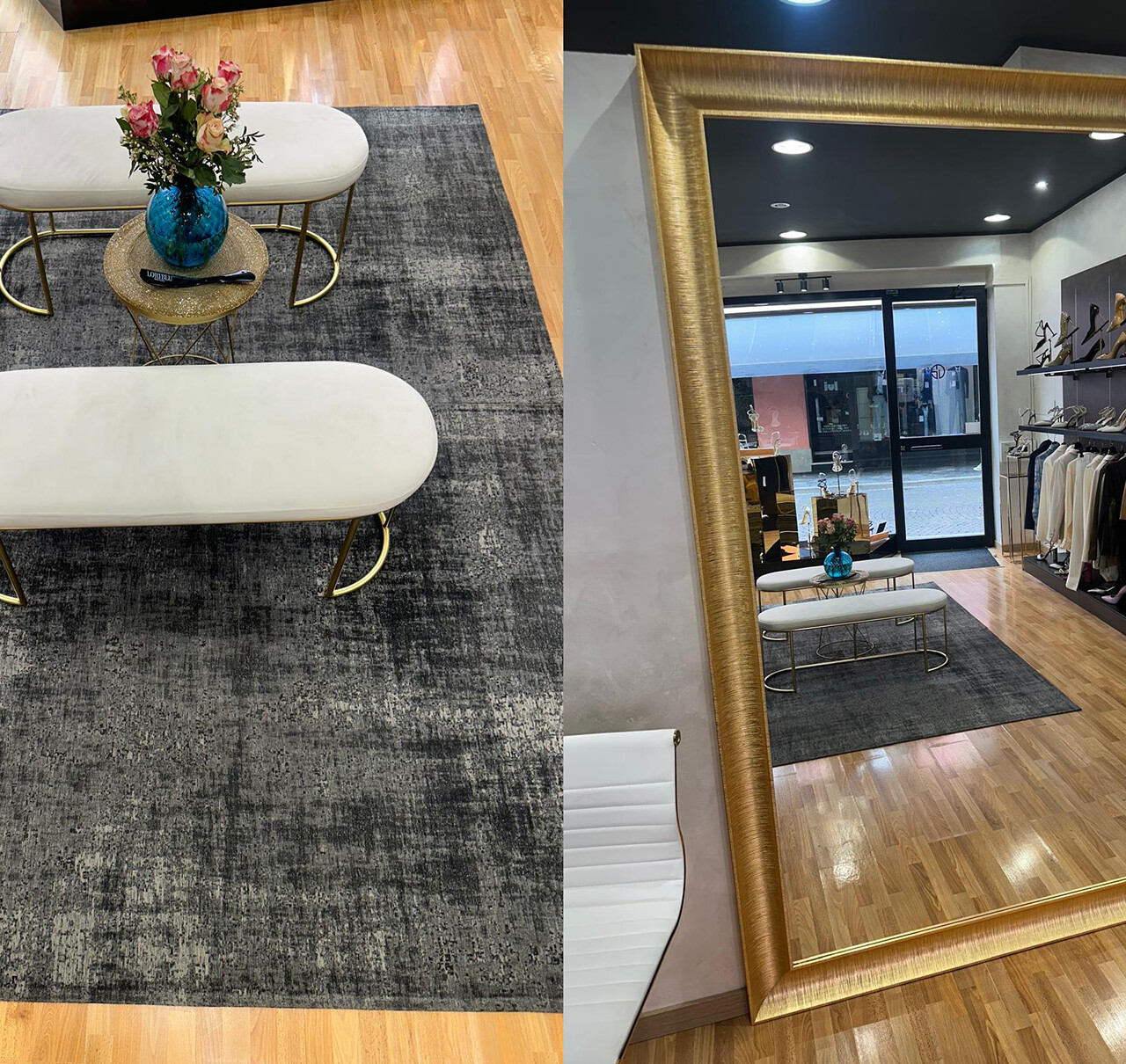 arredo usato bronzo con led ripiani luminosi mobiletti specchiera 01