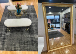 arredo usato bronzo con led ripiani luminosi mobiletti specchiera 01